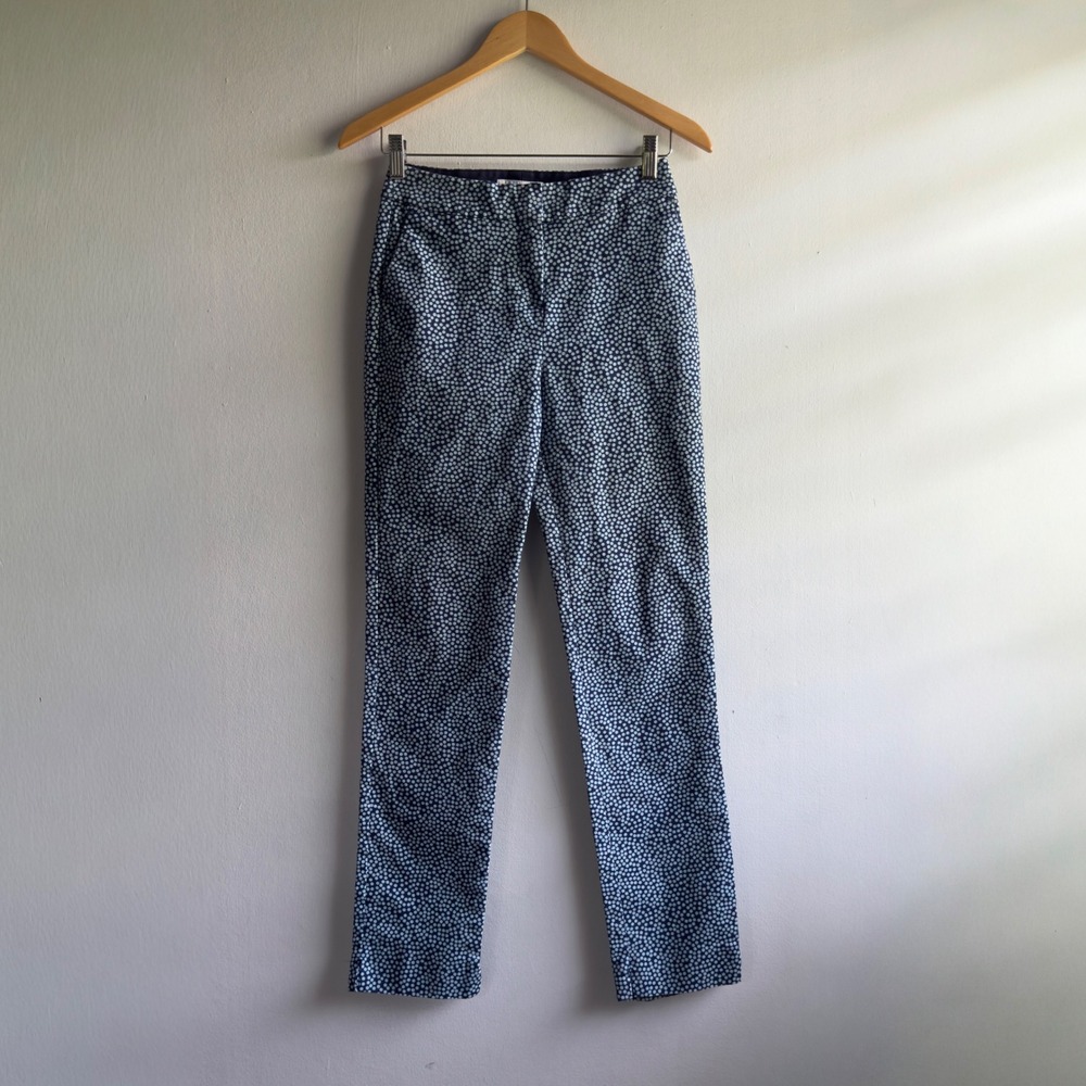 Boden Richmond Polka Dot Ankle Pants Women 2R Navy Blue Slim Straight Preppy